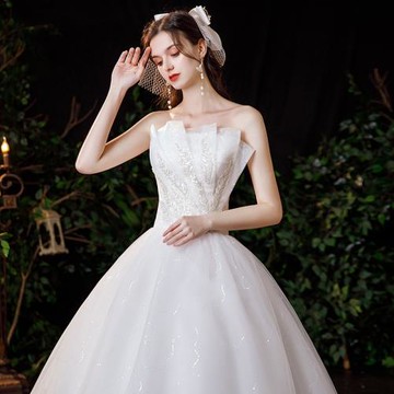 輕婚紗禮服2025新款秋冬抹胸齊地顯瘦蓬蓬裙韓版公主夢幻森系氣質