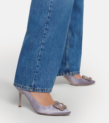Manolo Blahnik Hangisi 90 embellished satin pumps