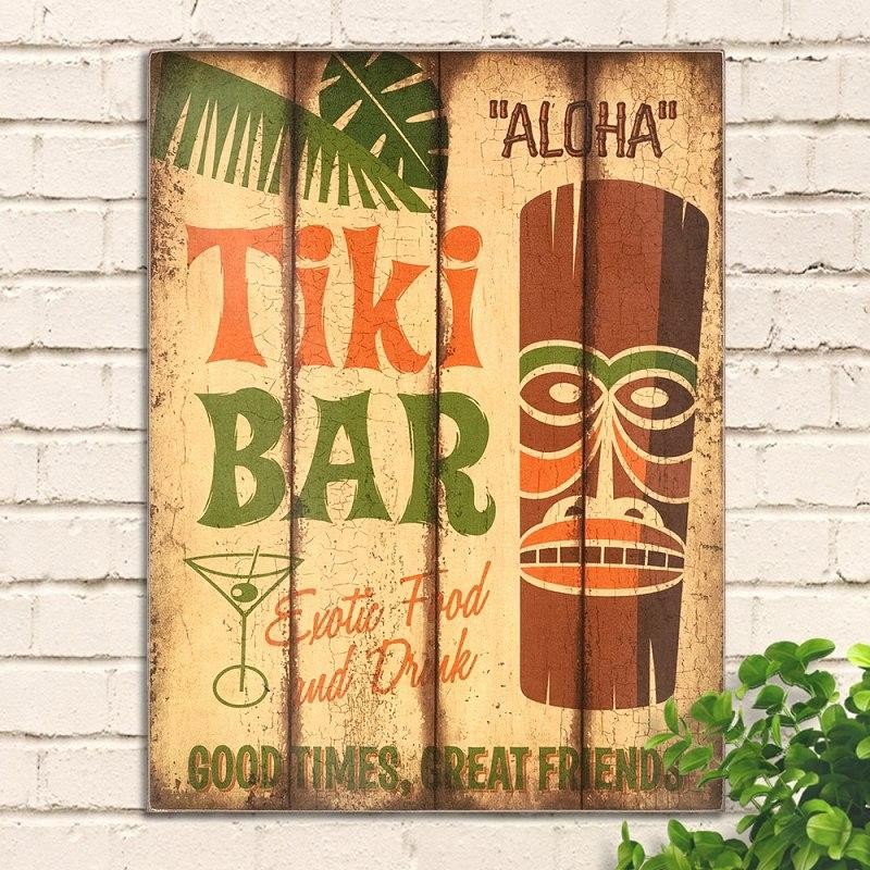 3/16-1990円】 木製看板40 カクテル TIKI ティキ BAR バー ポスター 絵 