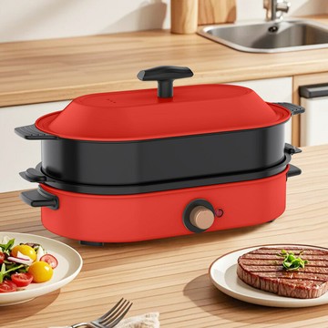 新品上市 旺佳樂多功能料理鍋涮烤一體鍋家用烤盤烤肉電火鍋電烤爐 幸福驛站