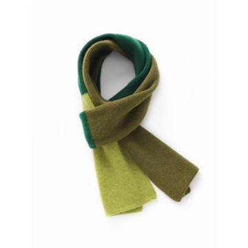 Cashmere森林綠拼色女短款小圍巾