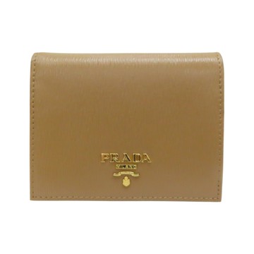PRADA 普拉達 棕色 皮革 雙折 短夾 1MV204 【二手名牌BRAND OFF】