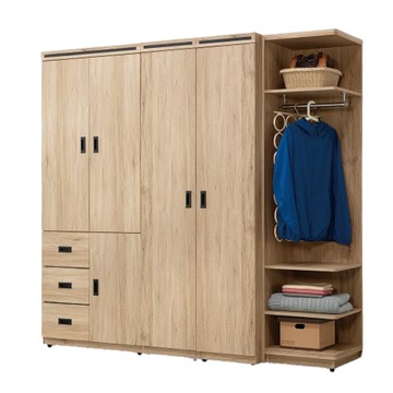 【MUNA 家居】梵蒂岡6.8X6.6尺淺橡木色衣櫥組/全組