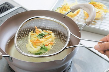 日本製 下村企販 Mama Cook 不鏽鋼油炸濾網 炸物專用撈網 濾油網 寬撈網＊夏日微風＊