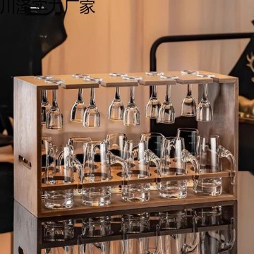 高顏值手工制作白酒杯套裝水晶玻璃分酒器一口杯酒盅家用收納架子