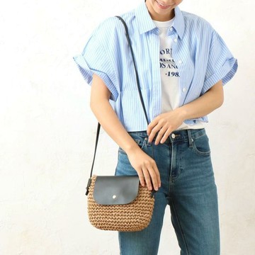 ｜OSEWAYA｜翻蓋圓形肩背包 象白色 灰褐 夏季 日本雜貨 日本飾品