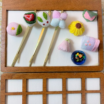 點心和菓子 細工布花一字髮夾自選趣緻可愛和風 Pinkoi 設計購物網站 Line購物