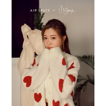 AIR SPACE 【HEYMAN聯名】愛心開襟針織外套(白/灰) 女裝 現貨