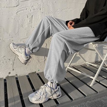 抽繩束腳運動褲男ins潮寬松直筒韓版潮流百搭8XL大碼九分休閑衛褲