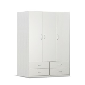 ASSARI-防潮防蛀塑鋼4尺緩衝三門附抽衣櫃(寬123深63高198雪松