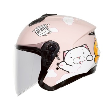 【可愛聯名】SOL SO-XP 白爛貓聯名款 櫻花粉 3/4罩安全帽