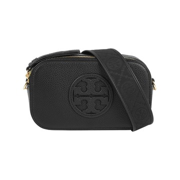 TORY BURCH Miller 荔枝紋雙拉鍊迷你相機包(黑色) 171956 001