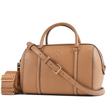 TORY BURCH THEA 荔枝紋手提/斜背二用波士頓包-棕色/大