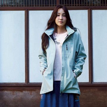 BIG TRAIN防撥花紗軟殼拆帽長版女 B35077-40