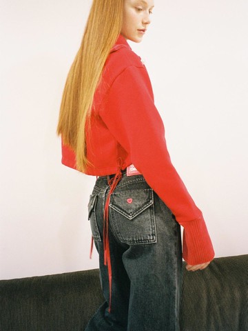 Cotton Semi Bootcut Vintage Jeans [Dark Grey]