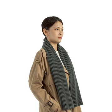 褶毛絨短圍巾（森林綠）