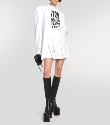 Vetements Printed pleated cotton miniskirt