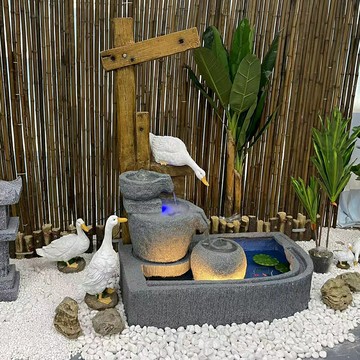 花盆 花器 庭院擺件 免運 速發 開立發票 花園陽臺流水擺件循環水辦公室裝飾布置庭院設景觀落地石磨魚池 酒店庭院擺件 裝飾擺件 花園擺件 花園裝飾