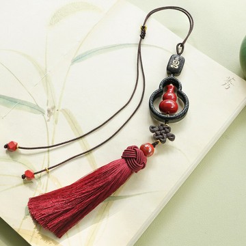 現貨+預購 汽車掛飾車內吊墜-硃砂黑檀福祿相伴汽車內飾74if56【獨家進口】【米蘭精品】