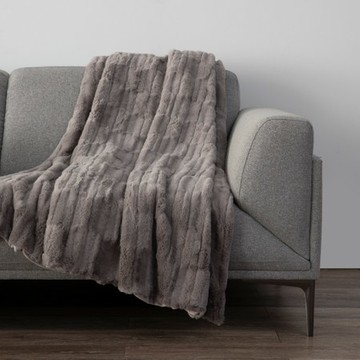 克萊歐仿貂絨短毛蓋毯雙人 卵石灰