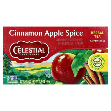Celestial Seasonings, 草本茶，肉桂蘋果香辛料，無咖啡萃取，20 茶包，1.7 盎司（48 克）