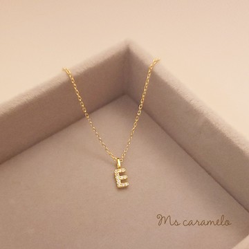 焦糖小姐-Ms-caramelo-925純銀鍍14K黃 英文字母E 項鍊