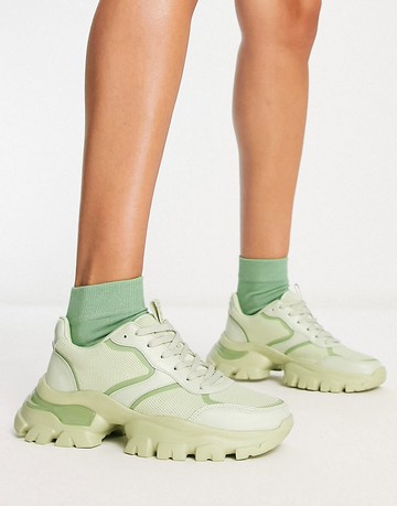 ALDO Enzia chunky runner trainers in light green