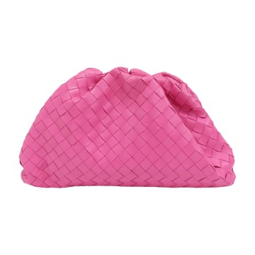 BOTTEGA VENETA BV 寶緹嘉 粉色 編織 羊皮 Woven Cloud 手拿包 【二手名牌BRAND OFF】