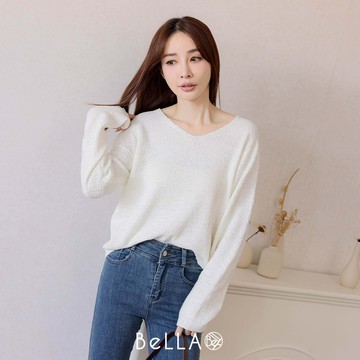 【早春新品】BeLLA 親膚感針織上衣 白色