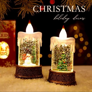 暖心聖誕【GOODLILY flower】聖誕飄雪發光蠟燭桌上擺飾