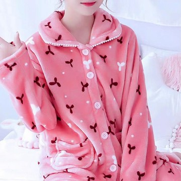 睡衣 加絨加厚甜美開衫睡衣 薄款睡衣 寬鬆睡衣 甜美少女 休閒睡衣 學生睡裙 可外穿 家居服 簡約休閒睡衣 睡衣套裝