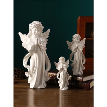 歐式復古桌面小天使女孩擺件石膏雕塑雕像教堂婚禮拍照婚慶道具