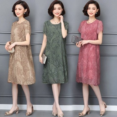 ワンピース レディース きれいめ マキシワンピース 夏 半袖ワンピース Aラインワンピ大きいサイズ 韓国風 花柄 着痩せ オシャレ上品 スカート40 50代 通販 Lineポイント最大get Lineショッピング