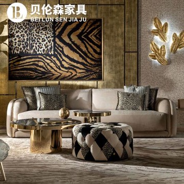 貝倫森 意式沙發輕奢進口磨砂真皮高端別墅客廳高級感沙發定制