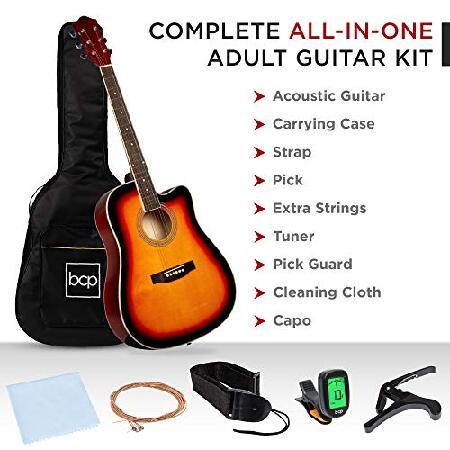 Best Choice Products 41in Beginner Acoustic Guitar Full Size All Wood Cutaway Guitar Starter Set Bundle with Case, Strap, Capo, Strings, Picks, Tuner