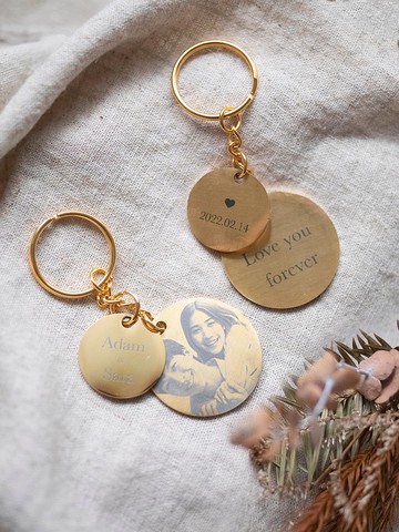 【客製化雷雕】25mm+35mm雷雕照片情人節吊飾