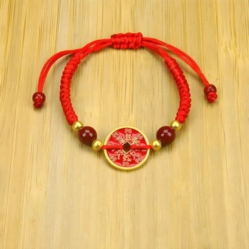 開運小物🙏🏻已過爐開光 山鬼花錢手鍊 保平安手鍊 避邪手鍊 廠家批發新款山鬼花錢紅繩手鏈男女款道家銅錢手繩手工編織禮