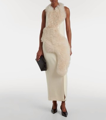 Toteme Shearling-trimmed cady midi dress