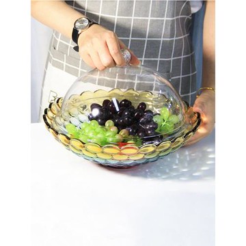 水晶玻璃碗水果盤帶蓋盤子有蓋果盤大號盆高端精致高顏值家用客廳