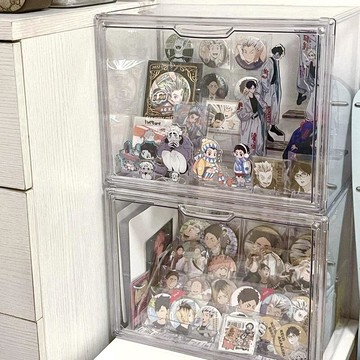 【新店熱銷】邊穀子防塵櫃二次元胸針徽章收納展示盒透明