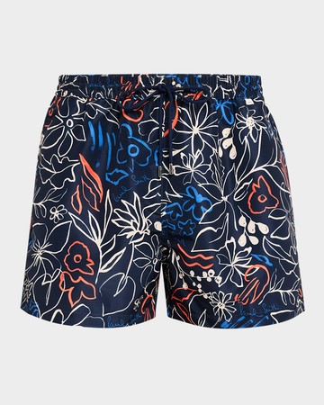 Men's Floral Outline Swim Shorts