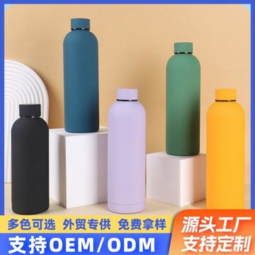 跨境熱銷304不銹鋼美式小口瓶橡膠漆保溫杯戶外便攜運動水壺批發