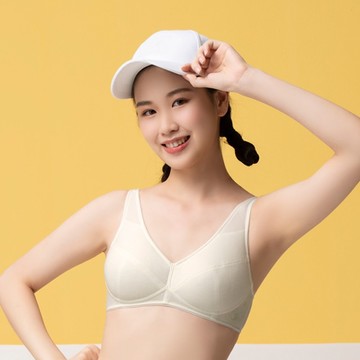 嬪婷-Q萌牛奶 A-C罩杯學生三階內衣(牙白) 無鋼圈適體胸罩-BB1657CR