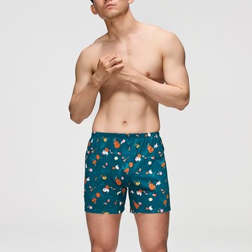 DADADO-歡樂萬聖 M-3L印花四角男內褲(土耳其綠) 天然絲光棉-吸濕排汗-GHQ430TG