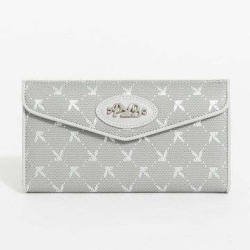 PLAYBOY - 翻蓋長夾  Morning Mist系列 - 銀色/561-1113-82-3