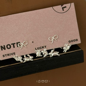 現貨｜小兔子跳跳蝴蝶結後掛耳環 D3201 (Puppeee)