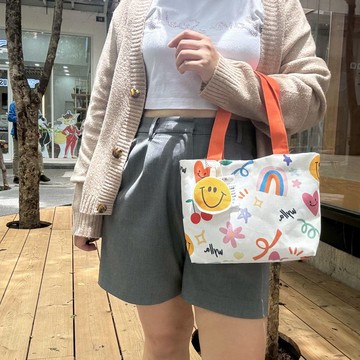 Wyllabrand 帆布包 法棍包 俏皮的喜悅 白色