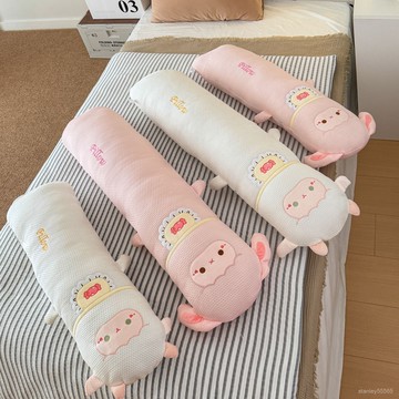 💖【桃園現款】💖夏季冰絲睡覺抱枕夾腿側睡女生專用A類冰豆豆長條枕男生床頭靠墊 FVNC