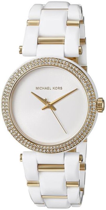 『Marc Jacobs旗艦店』美國代購 MK4315 Michael Kors  新款珍珠白金色水鑽圓盤石英腕錶｜100%全新正品｜