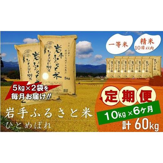 ふるさと納税 岩手県 奥州市 ☆全6回定期便☆ 岩手ふるさと米 10kg(5kg×2)×6ヶ月 一等米ひとめぼれ 令和5年産 新米  東北有数のお米の産地 岩手県奥州市産